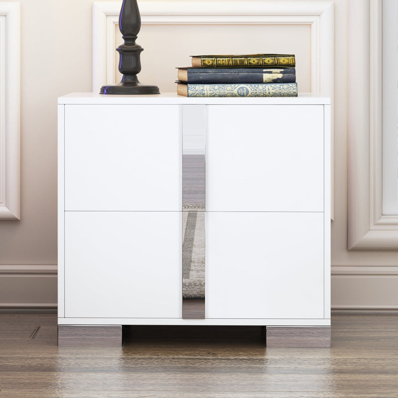 Elegant Nightstand with Metal Foot