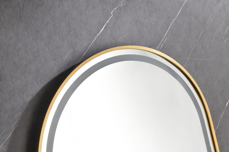 39in. W x 26in. H Oversized Rectangular Brushed Gold Framed LED Mirror Anti-Fog Dimmable Wall Mount Bathroom Vanity Mirror Wall Mirror Kit For Gym And Dance Studio