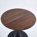 31.5"BLACK AND WALNUT Tulip Table Mid-century Dining Table for 2-4 people With Round Mdf Table Top, Pedestal Dining Table, End Table Leisure Coffee Table