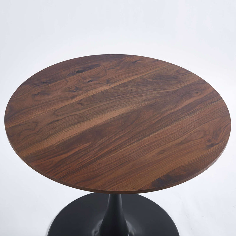 31.5"BLACK AND WALNUT Tulip Table Mid-century Dining Table for 2-4 people With Round Mdf Table Top, Pedestal Dining Table, End Table Leisure Coffee Table