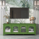 StylishTVcabinet Entertainment CenterTV Stand, TVconsoletable, Media Console, Solidwood Frame, Changhong Glass Door, Metal Handle by HouseOfZazla