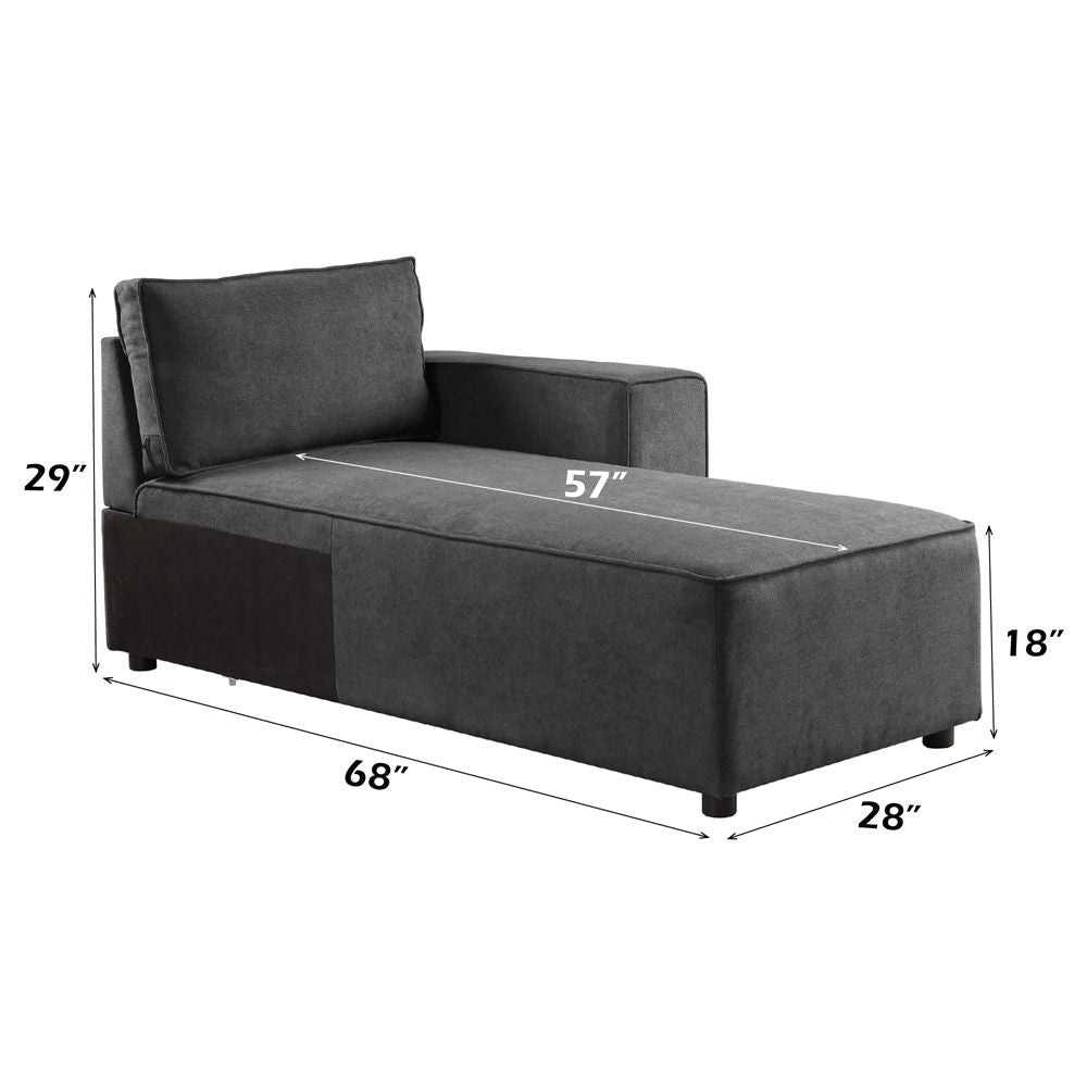 Silvester - Modular Chaise With 2 Pillows - Gray Fabric, photo 4 of 4