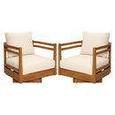 Set of 2 Acacia Wood Outdoor Swivel Chairs with Cushions