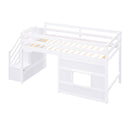 Loft Bed With Storage Staircase, Window & LED Light