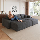 95" Cloud Sectional Sofa with 2 Ottomans