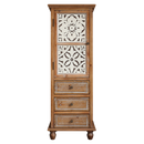 Rustic Wooden Storage Cabinet with Decorative Cutout Door & 3 Drawers