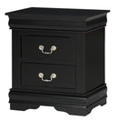 1pc Black Finish Two Drawers Louis Philip Nightstand Solid Wood Contemporary & Simple Style
