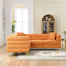 Oversized L - Shaped Corner Sofa, 5 Seater Sectional With 3 Cushions, Living Room Furniture - Orange by HouseOfZazla