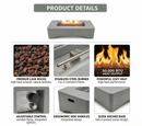 56' Propane Fire Pit Table - Rectangular Outdoor Gas Fire Pit