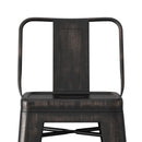 Curved Back Metal Stools Industrial Style Set of 2
