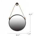 Handsome Cleveland Mirror With Rope Strap Contemporary Design Circle Mirror With Round Metal Frame For Wall Decor by Unique Piece Furniture