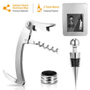 3Pcs Corkscrew Bottle Opener Set Tool Foil Cutter Drip Collar Protector Cork Stopper Wine Bottle Cap Opener