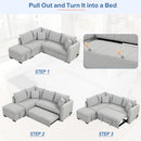 L-Shaped Sectional Pull Out Sofa Bed Sleeper Sofa With Two USB Ports, Two Power Sockets And A Movable Storage Ottoman by Unique Piece Furniture