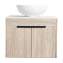 24" Modern Design Float Bathroom Vanity With Ceramic Basin Set, Wall Mounted White Oak Vanity With Soft Close Door, KD-PackingD-Packing Pieces