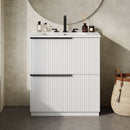 Fluted Bathroom Vanity With Ceramic Sink, Freestanding Cabinet by HouseOfZazla