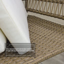 6PCS Outdoor Patio Balcony Natural Color Wicker Sofa Chair Set with Beige Cushion,Round Tempered Glass Table