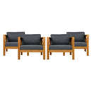 Patio Conversation Set with Foldable Acacia Wood Table and Cushioned Armchairs