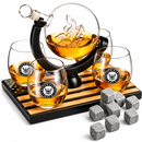 U.S. Navy Globe Whiskey Decanter Set with 4 Liquor Glasses by The Wine Savant