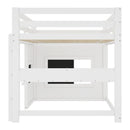 Twin Size Loft Bed With Sliding Chalkboard & Bookshelf