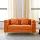 60Inch Oversized 2 Seater Sectional Sofa, Living Room Comfort Fabric Sectional Sofa-Deep Seating Sectional Sofa, Soft Sitting with 2 Pillows for Living Room,Bedroom,Office,Orange teddy