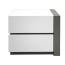 Nightstand Bedside Table With 2 Drawer For Bedroom - White / Silver by HouseOfZazla