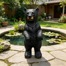 19.69" Weather Resistant Resin Standing Black Bear Sculpture