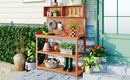 TOPMAX 65' Large Wooden Farmhouse Rustic Outdoor Potting Bench Table