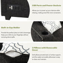 83.8" Reversible Sectional Pull-Out Sofa Bed L-Shaped Corner Sofa Couch with Storage Chaise, USB Ports, Power Sockets, Cup Holder for Living Room, Bedroom, Study, Black