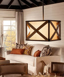 Cahoon 16"W 1-Light Anvil Iron Finish Square Shade Pendant/Semi-Flush Mount Light Fixture by Kichler