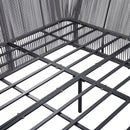 2-Piece Outdoor Sunbed and Coffee Table Set, Patio Double Chaise Lounger Loveseat Daybed with Clear Tempered Glass Table for the patio, poolside (Grey Cushion + Dark Grey Rope)