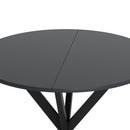 31.5" Modern Round Dining Table with Crossed Legs, Black Occasional Table, Two Piece Detachable Table Top, Matte Finish Iron Legs