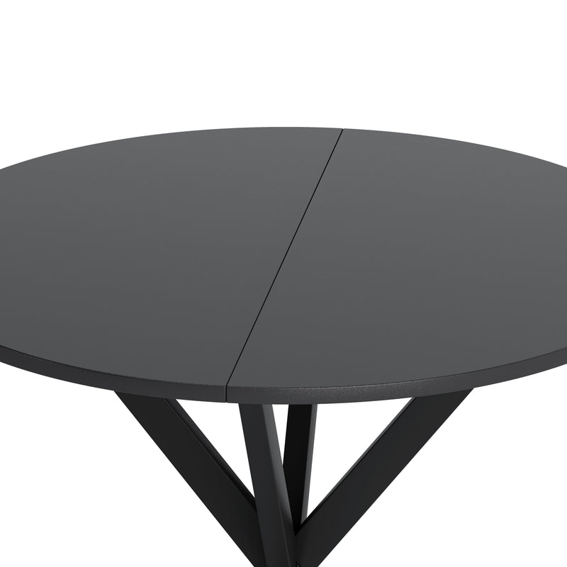 31.5" Modern Round Dining Table with Crossed Legs, Black Occasional Table, Two Piece Detachable Table Top, Matte Finish Iron Legs