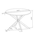 42.13" Modern Cross Leg Round Dining Table, Black Top Occasional Table, Two Piece Removable Top, Matte Finish Iron Legs