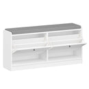 Shoe Storage Bench With Cushion, Entryway Organizer Cabinet For Hallway - White by HouseOfZazla