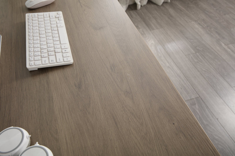 55-inch oversized light gray wood grain, best-selling home office computer desk, study writing desk with two-layer bookshelf