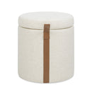 Brandy - Round Upholstered Storage Ottoman With Accent by HouseOfZazla