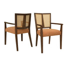 Mid Century Modern Arm Dining Chair Set With Rattan Backrest by HouseOfZazla