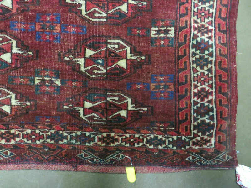 2.5' X 4' Antique Handmade Bokhara Turkoman Yamud Wool Rug Kilim Backing NICE