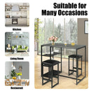 3 pcs Dining Set with Faux Marble Top Table and 2 Stools-Black by LJGDeals