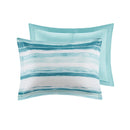 8 Piece Printed Seersucker Comforter and Quilt Set Collection Aqua Full/Queen
