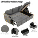 Convertible L Shaped Sofa Couch With Storage, Cup Holders, USB Ports by Unique Piece Furniture
