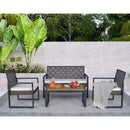4 Piece Patio Furniture Set With Acacia Wood Table Top And Cushions by HouseOfZazla