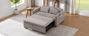 55.9" Convertible Sofa Bed Loveseat Sofa with Three USB Ports, Two Side Pockets, Two Cup Holders and 360Swivel Phone Holder for Living Room, Light Grey