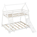 Twin Over Queen House Bunk Bed With Climbing Nets And Climbing Ramp by HouseOfZazla
