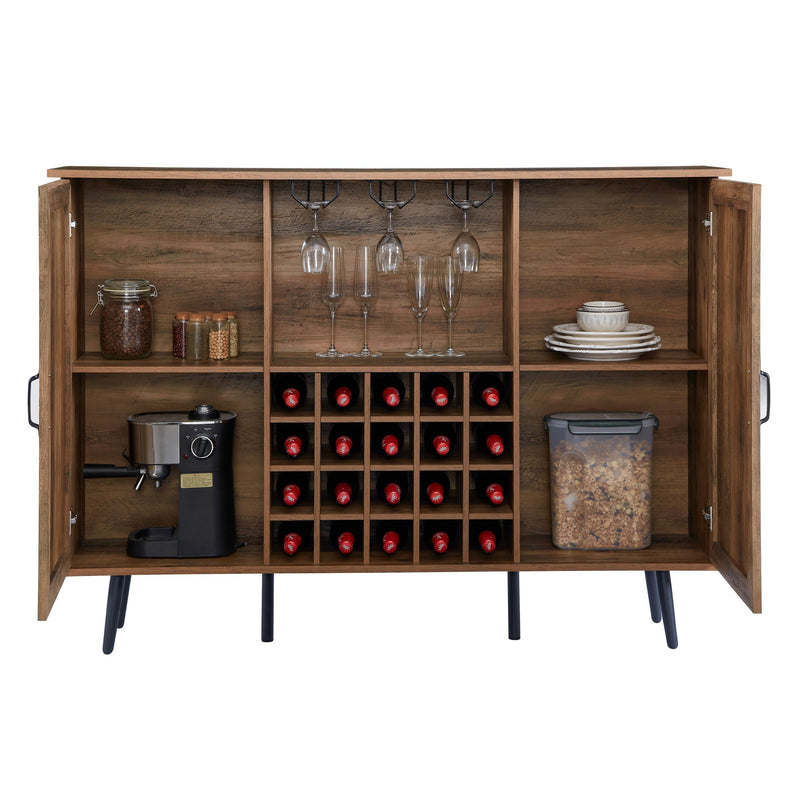 Walker Edison | Rattan Barn Door Bar Cabinet