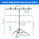 6.5 8.5FT T-Shape Photo Video Backdrop Stand Heavy Duty Background Stand Adjustable Photography Backdrop Stand with 6 Spring Clamps Sandbag Carry Bag