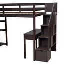 Loft Bed With Storage Drawers, Desk And Stairs With Shelves