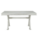 6-Piece Retro 59"L Rectangular Dining Table Set, Table with Unique Legs and 4 Upholstered Chairs & 1 Bench for Dining Room and Kitchen (White)