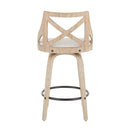 Charlotte - Farmhouse Fixed Height Counter Stool With Swivel (Set of 2) - White Washed / Cream
