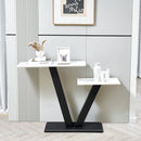 47.2"Modern Console Table, Exquisite shape design, Metal Frame with Adjustable foot pads for Entrance, Corridor, Living room & Office.(Black)